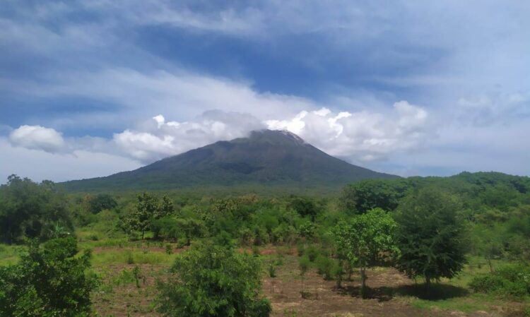 Gunung api Ile Lewotolok dilihat dari PPGA Ile Lewotolok, Desa Lawanwutun, Kecamatan Ile Ape, Kabupaten Lembata pada Sabtu (7/1/2023) / Foto : BentaraNet
