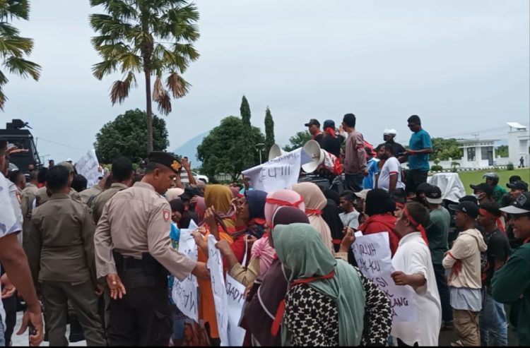 Aksi unjuk rasa ANTL tolak investasi budidaya kerang mutiara di teluk Lewoleba, Kabupaten Lembata, NTT / Foto : BentaraNet